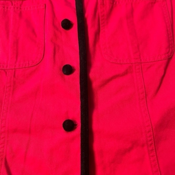 EUC Denim & Co. Women's Denim Sleeveless Vest Pockets Red Size M (R) - Picture 2 of 5